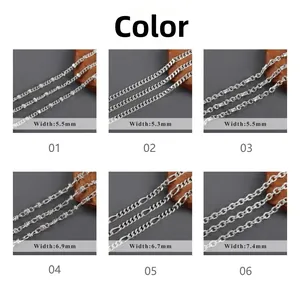 Verschiedene Punk-Hip-Hop-Kettenstile in Silberoptik mit Breiten von 5,3 mm bis 7,4 mm