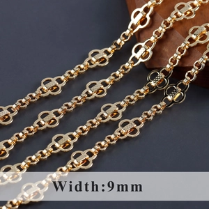 Chunky 18K gold plated 9mm hollow flower chain links for DIY necklaces and bracelets