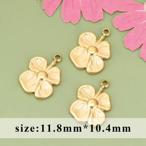 Pendentifs fleur en acier inoxydable 316L doré pour création de bijoux 11,8mm x 10,4mm