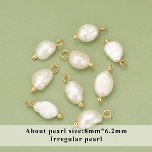 Pendente in perla d'acqua dolce barocca irregolare con anello dorato per gioielli DIY