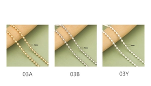 Chaîne à billes de 3mm plaquée or 18k en trois couleurs pour la création de bijoux DIY