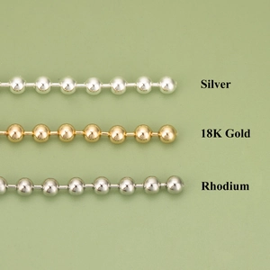 Chaîne à billes plaquée or 18k pour bijoux en finitions argent, or et rhodium