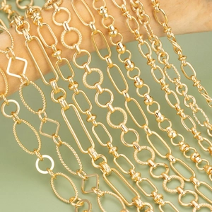 18K Gold Plated Copper DIY Jewelry Making Chain For Bracelet Necklace Minimalist Textured Paperclip Link Chain Accessory