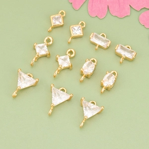 Geometric Copper Rhinestone Mini Connector Charms For DIY Earring Necklace Jewelry Making Double Loop Pendants Charms Accessories