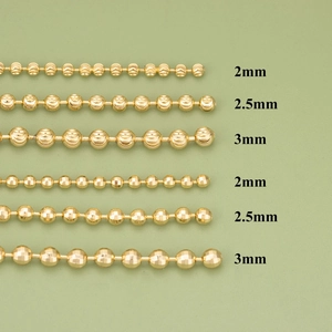 18K vergoldete Kugelketten für DIY Schmuckherstellung in den Größen 2mm 2,5mm 3mm