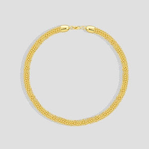 Französisches Vintage Minimalistisches Kupfer Choker Halskette Für Damen 18K Vergoldet Geflochtene Textur Gliederkette Schmuck