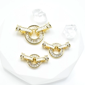 DIY gold-plated jewelry clasps with micro-paved baguette and round-cut cubic zirconia