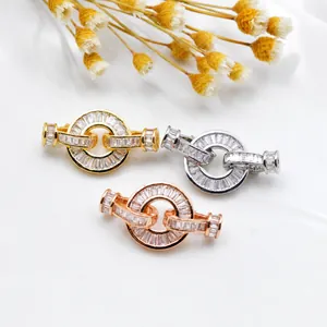 Chiusure rotonde per collana in zirconi micro-pavé nelle finiture oro, argento e oro rosa