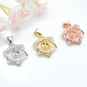 Base per Ciondolo in Rame a Esagramma Con Strass Intarsiati Accessorio per Creazione di Collane con Perle