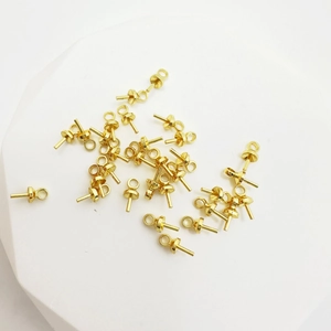 18k gold plated copper eye pins with half-ball tray for DIY jewelry pearl pendants