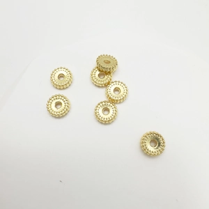 Cuentas espaciadoras planas de oro de 18k con borde de cuentas para joyería DIY