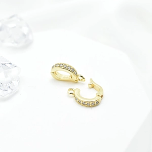 Cierre de colgante de latón chapado en oro con circonitas para creación de joyas
