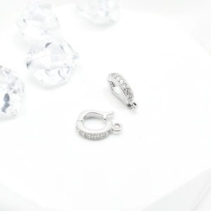 Set de conectores para joyas DIY con micro circonitas y cierre universal plateado