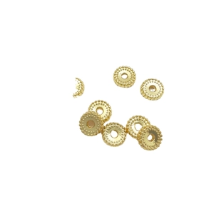Cuentas espaciadoras planas bañadas en oro de 18k con bordes perlados para joyería DIY