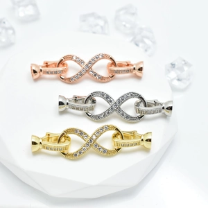 Infinity Symbol Jewelry Connector Clasp Zirconia Inlaid Brass Jewelry Making Findings Accessories For Necklace Bracelet