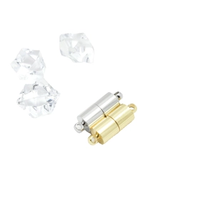 Zylindrische Magnetverschlüsse aus 18k Gold und Silber für Halsketten und Armbänder