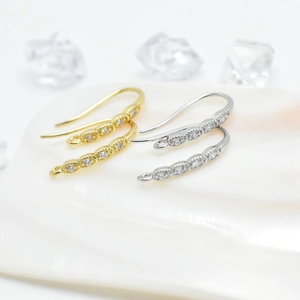 Crochets d'Oreilles Incrustés de Strass en Cuivre pour la Fabrication de Bijoux DIY Or et Or Blanc Plaqué Accessoires