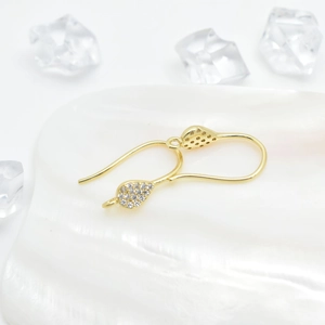 Gouden druppelvormige oorhaken met zirkonia voor DIY sieraden maken