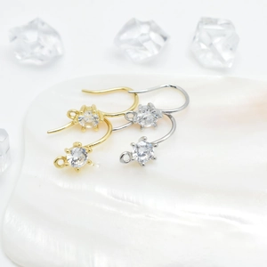 DIY Copper 6-Claw Rhinestone Earring Hooks Findings For Jewelry Making Gold Silver Minimalist Earring Accessories For Women