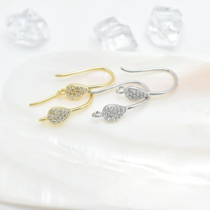Koperen Waterdruppel Oorringhaken Met Zirconia Pave Minimalistisch DIY Sieraden Maken Accessoires Goud Zilver Verguld