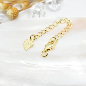 Copper Jewelry Extension Chain with Heart Tag S925 Stamp Lobster Clasp for Necklace Bracelet Length Adjustment DIY Findings