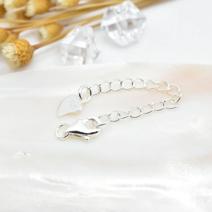 S925 sterling silver heart extender chain with lobster clasp for jewelry making