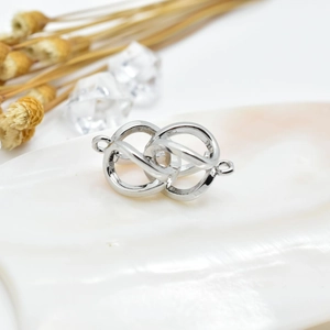 Polished silver interlocking pearl clasp with dual loops for necklace extending jewelry