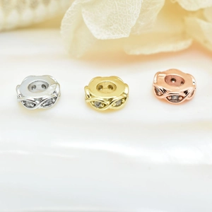 DIY jewelry beads in gold, silver, and rose gold with micro-pave wave pattern