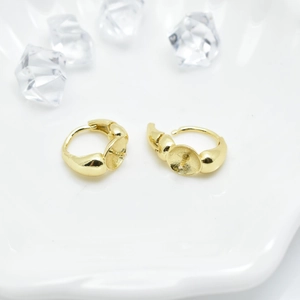 Water drop pearl hoop earrings base in 18k gold plated copper for DIY jewelry