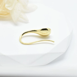 Elegant minimalist gold drop-shaped earring hook with a sleek polished finish for DIY jewelry