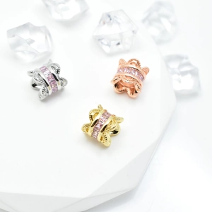 Zircon cylinder beads in silver gold and rose gold finishes for DIY jewelry making