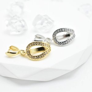 V-shaped micro-paved zircon pendant clasps for jewelry making in gold and silver