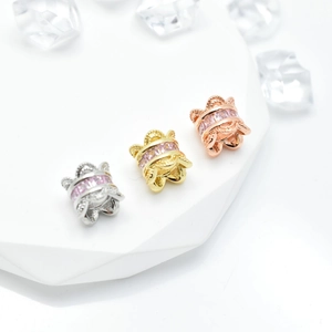 DIY zircon cylinder spacer beads in silver, gold, and rose gold finishes for bracelets