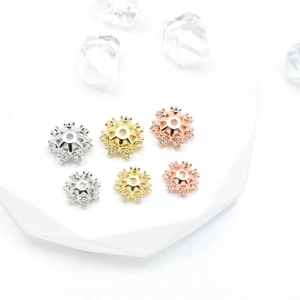 Copriperla a Fiocco di Neve in Rame Placcato Oro 18K Distanziatori in Zirconia per Creazione Gioielli DIY