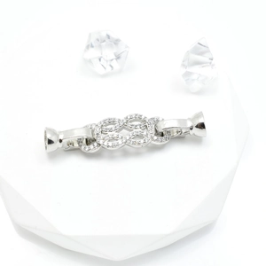 Infinity silver clasp connector with micro-pave zircons for necklace jewelry making
