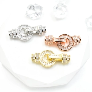 18k gold plated copper pearl necklace clasps set in silver gold and rose gold colors