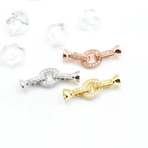 Chiusure a cuore con zirconi in oro, argento e oro rosa per connettori di gioielli