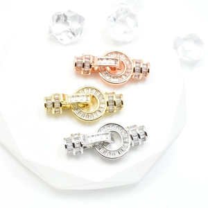 Copper Zirconia Jewelry Connector Clasp Round Buckle For Artificial Pearl Necklace Making Luxury Gold Silver Plated Jewelry Findings