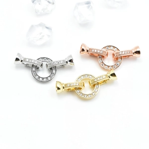 Chiusure rotonde in zircone pavé in tre colori per la creazione di gioielli e braccialetti