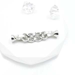 Silver infinity jewelry clasp with micro-pave zircons for DIY necklace and bracelets