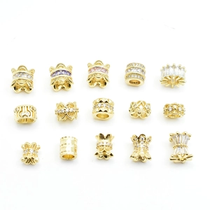Kupfer Strass Perlen DIY Schmuck Abstandshalter Perlen Für Armband Halskette Herstellung Zubehör Hohl Schmetterling Herz Krone Perlen