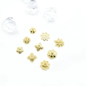 18K Gold Plated Copper Flower Bead Caps Hollow Flower Spacer Beads For DIY Jewelry Making Bracelet Necklace Findings Crafting