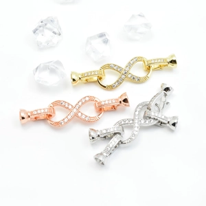 Chiusure per collana infinito con zirconi in oro, oro rosa e argento lucido