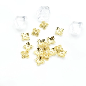 DIY jewelry 18k gold plated hollow flower bead caps for pearl bracelet making accessories