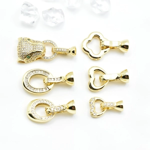 Zirconia Inlaid Copper DIY Jewelry Connector Clasp Leopard Heart Clover Pendant Hook For Necklace Bracelet Making Finding
