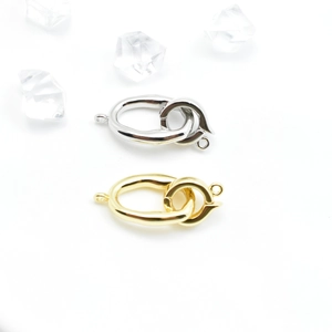 Polished 18k gold and silver oval interlocking jewelry clasps for DIY pearl necklaces