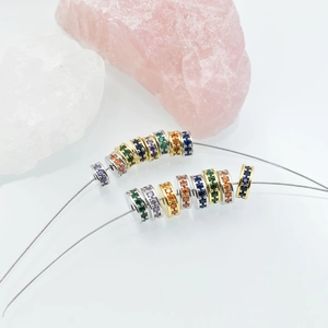Colorful zircon spacer beads in gold and silver plating for DIY jewelry making