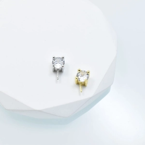 Classic gold and silver plated four-prong pendant settings with round white zircons