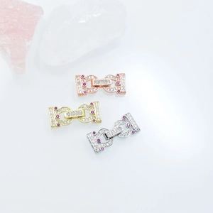 18k gold plated micro-paved zircon necklace clasps in gold rose gold and silver colors