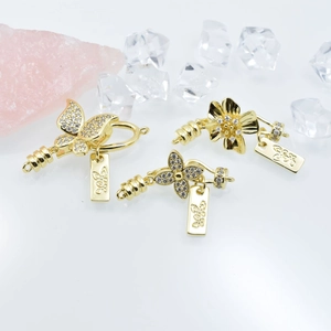 Copper Rhinestone Butterfly Flower Clover Jewelry Clasp DIY Necklace Connector Gold Silver Plated Jewelry Finding Accessory